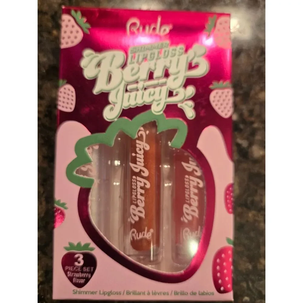 Berry Juicy Lip Gloss Set - Pink , Nude And Clear Shimmer